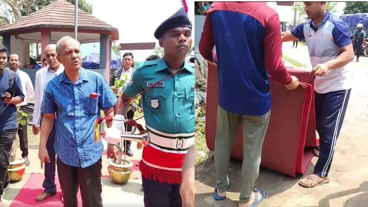 লালগালিচা দেখেই রেগে গেলেন স্বরাষ্ট্র উপদেষ্টা