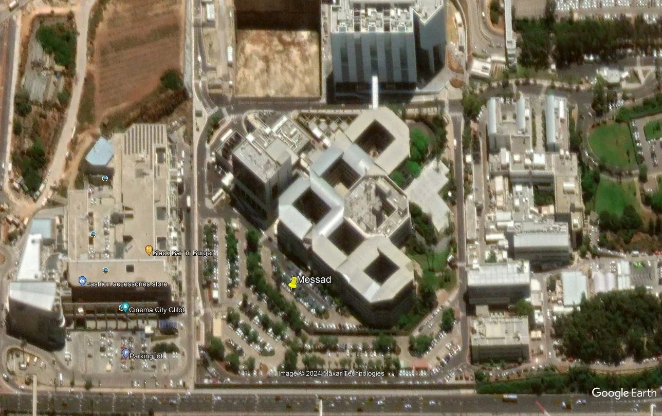 Israeli mossad headquarters burns in iranian attack