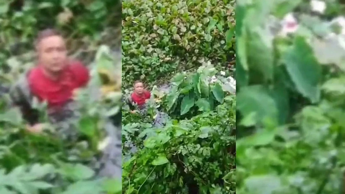 Former mayor jumps into a pond after being chased by students and a crowd