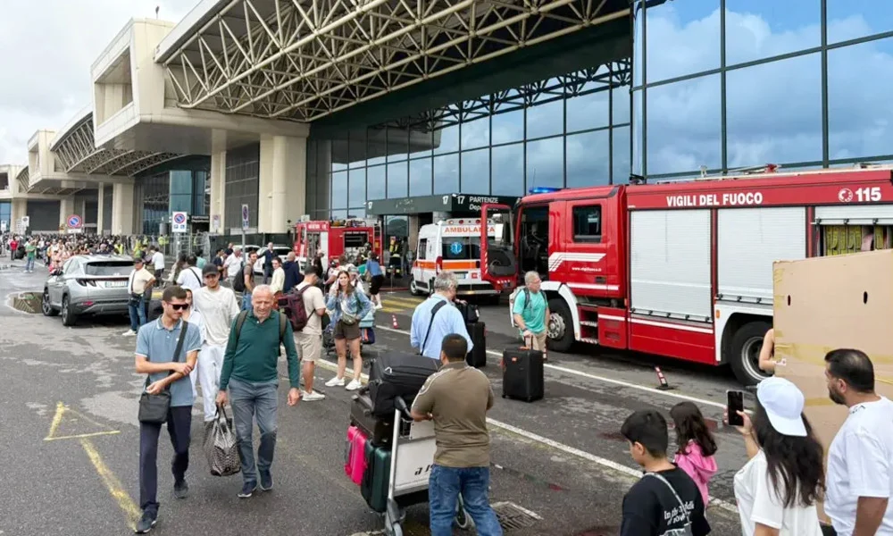 'excited person' sets fire to airport check in area