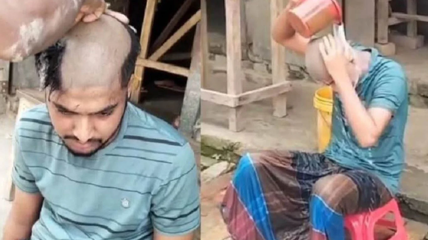 A month and a half after the love marriage, she shaved her head and took a bath with milk, what happened