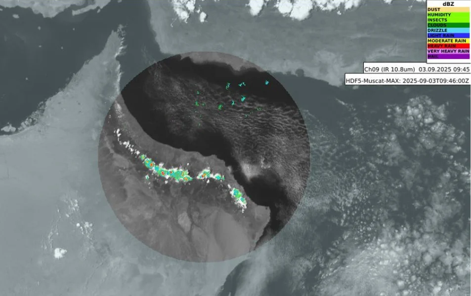 Rain and thunderstorm forecast in oman