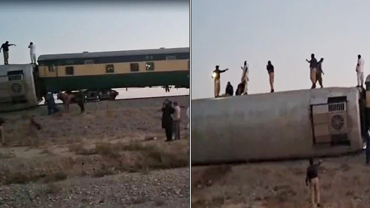 Terrible bomb explosion on a moving train