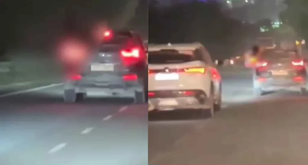 Young woman's half naked joy in moving car, video goes viral