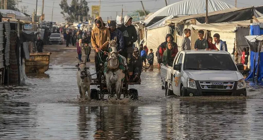 Heavy rains in Gaza cause misery, thousands of tents flooded
