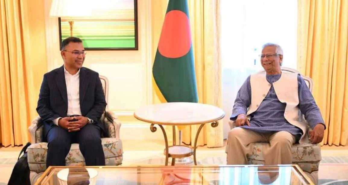 Tarique Rahman is sitting in a meeting with the chief advisor