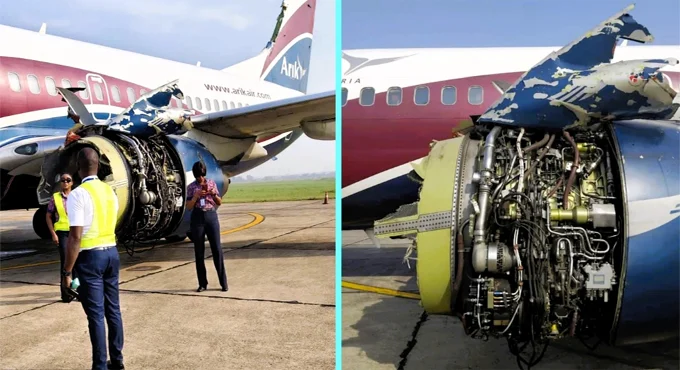 Plane engine explodes in mid air in Nigeria panicking passengers