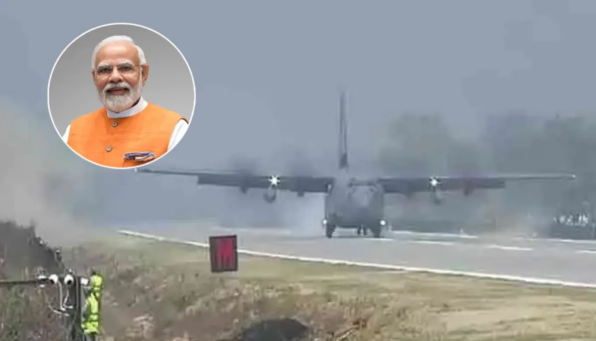 Plane carrying modi lands on highway medium